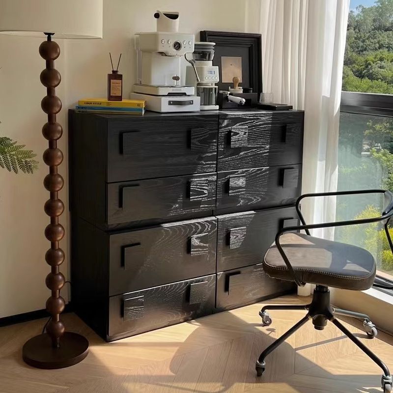Modern Minimalist Rectangular Solid Wood Multi-Layer Plate Nightstand 1-Drawer For Bedroom