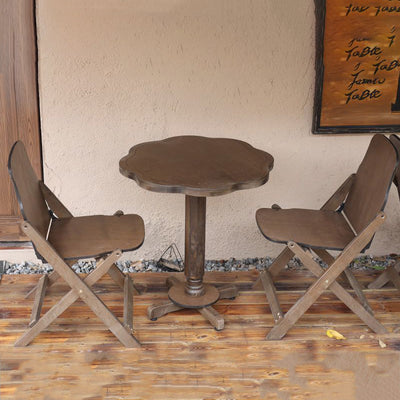 Traditional Farmhouse Round Rectangular Foldable Solid Wood Plywood Outdoor Coffee Table 1-Tier For Outdoor