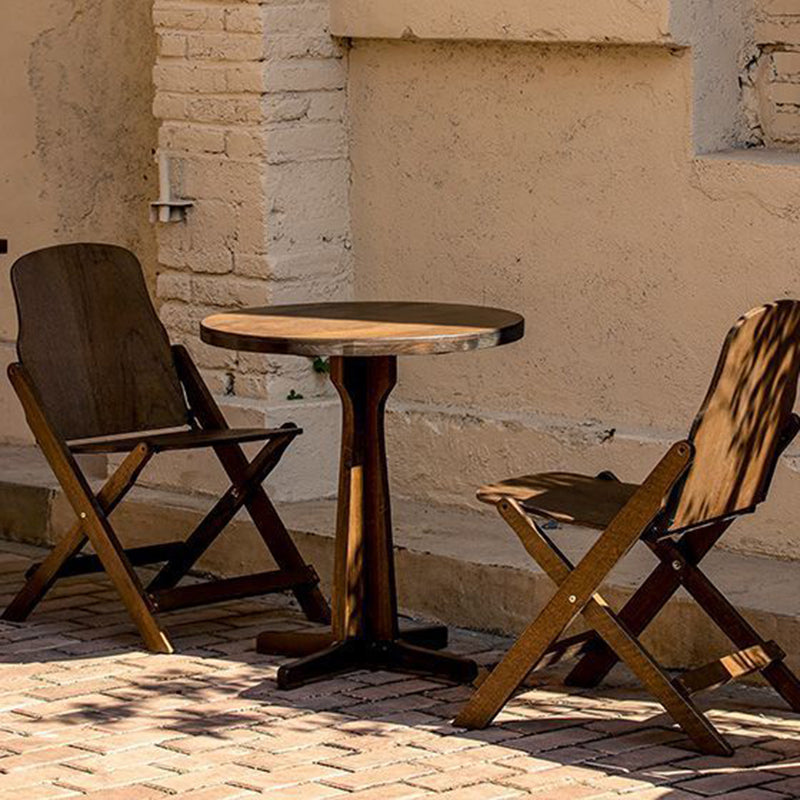 Traditional Farmhouse Round Rectangular Foldable Solid Wood Plywood Outdoor Coffee Table 1-Tier For Outdoor