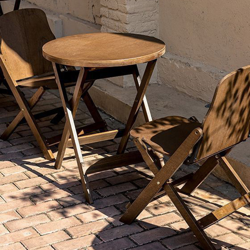 Traditional Farmhouse Round Rectangular Foldable Solid Wood Plywood Outdoor Coffee Table 1-Tier For Outdoor