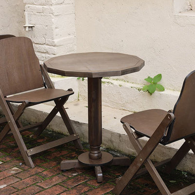 Traditional Farmhouse Round Rectangular Foldable Solid Wood Plywood Outdoor Coffee Table 1-Tier For Outdoor