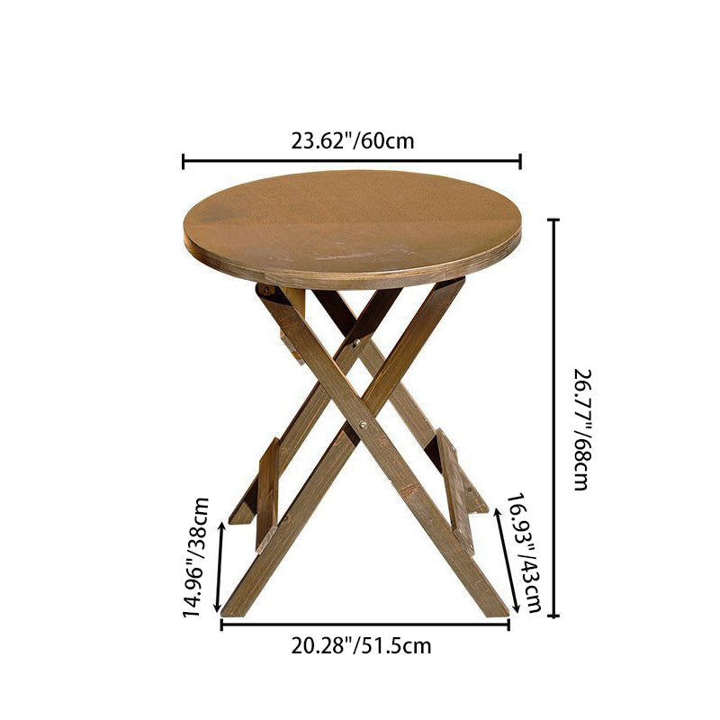 Traditional Farmhouse Round Rectangular Foldable Solid Wood Plywood Outdoor Coffee Table 1-Tier For Outdoor