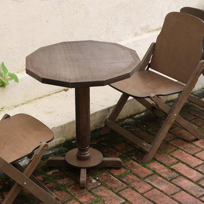 Traditional Farmhouse Round Rectangular Foldable Solid Wood Plywood Outdoor Coffee Table 1-Tier For Outdoor