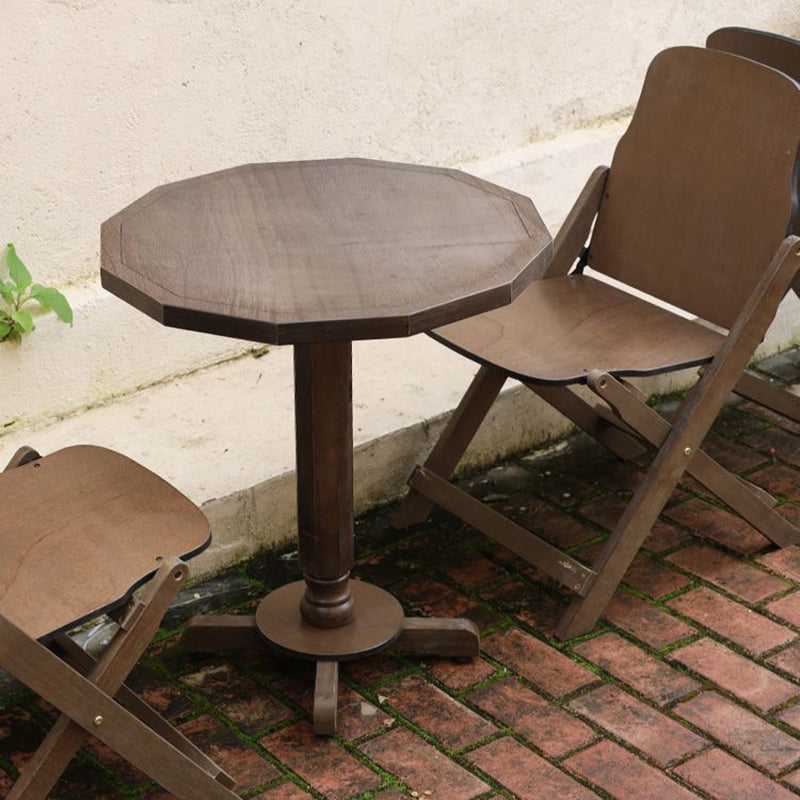 Traditional Farmhouse Round Rectangular Foldable Solid Wood Plywood Outdoor Coffee Table 1-Tier For Outdoor
