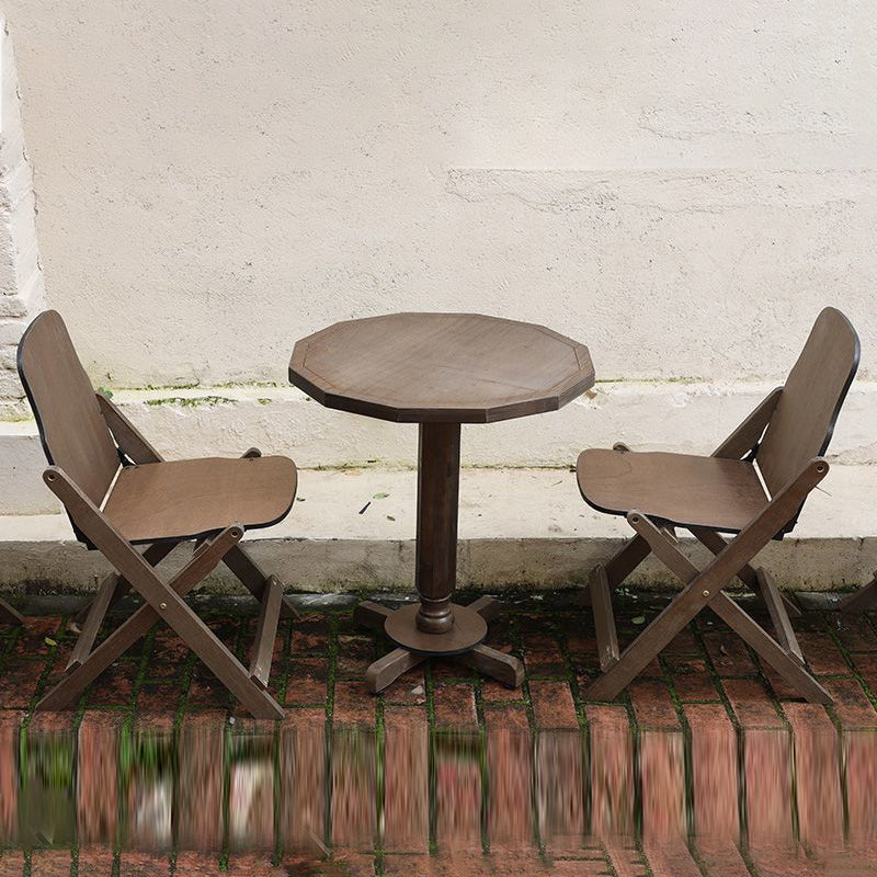 Traditional Farmhouse Round Rectangular Foldable Solid Wood Plywood Outdoor Coffee Table 1-Tier For Outdoor