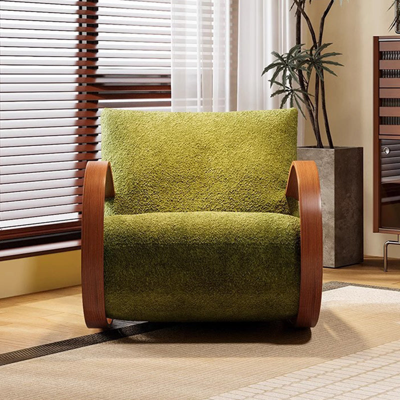 Contemporary Scandinavian Curved Rectangular Velvet Carbon Steel Rocking Accent Chair Backrest Armrest For Living Room
