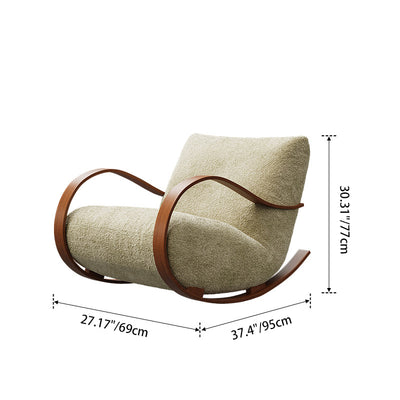 Contemporary Scandinavian Curved Rectangular Velvet Carbon Steel Rocking Accent Chair Backrest Armrest For Living Room