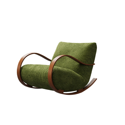 Contemporary Scandinavian Curved Rectangular Velvet Carbon Steel Rocking Accent Chair Backrest Armrest For Living Room