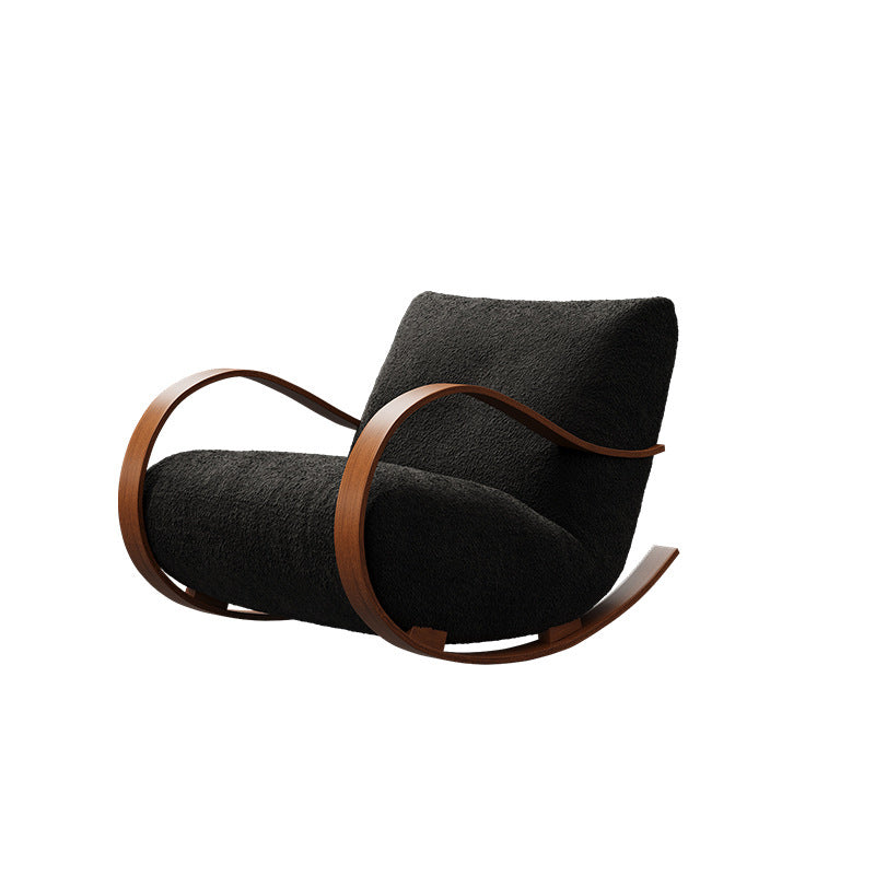 Contemporary Scandinavian Curved Rectangular Velvet Carbon Steel Rocking Accent Chair Backrest Armrest For Living Room