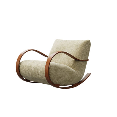 Contemporary Scandinavian Curved Rectangular Velvet Carbon Steel Rocking Accent Chair Backrest Armrest For Living Room