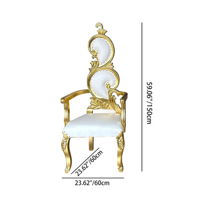 Traditional French Rectangular Petal-Shaped PU Leather Solid Wood Accent Chair Backrest Armrest For Living Room