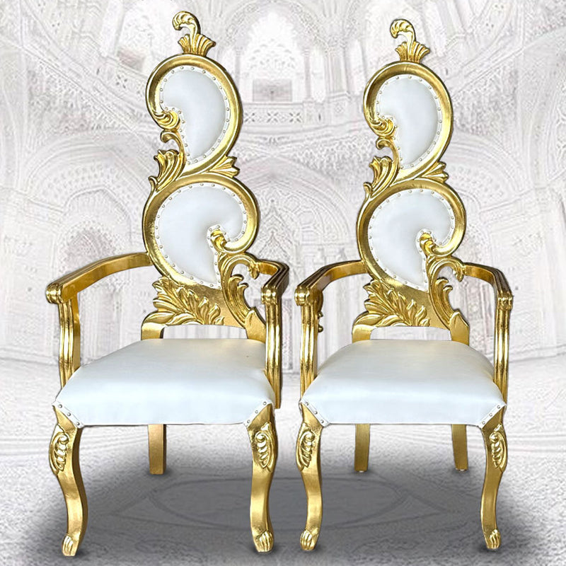 Traditional French Rectangular Petal-Shaped PU Leather Solid Wood Accent Chair Backrest Armrest For Living Room
