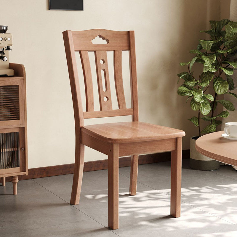 Modern Minimalist Rectangular Rubberwood Dining Chair Backrest Armless For Dining Room