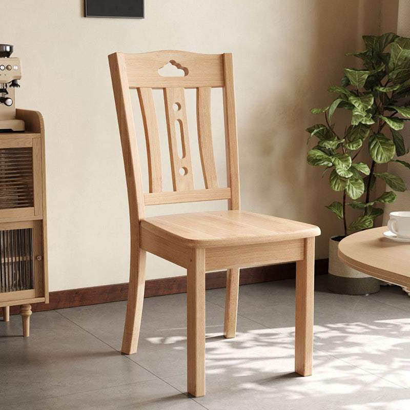 Modern Minimalist Rectangular Rubberwood Dining Chair Backrest Armless For Dining Room