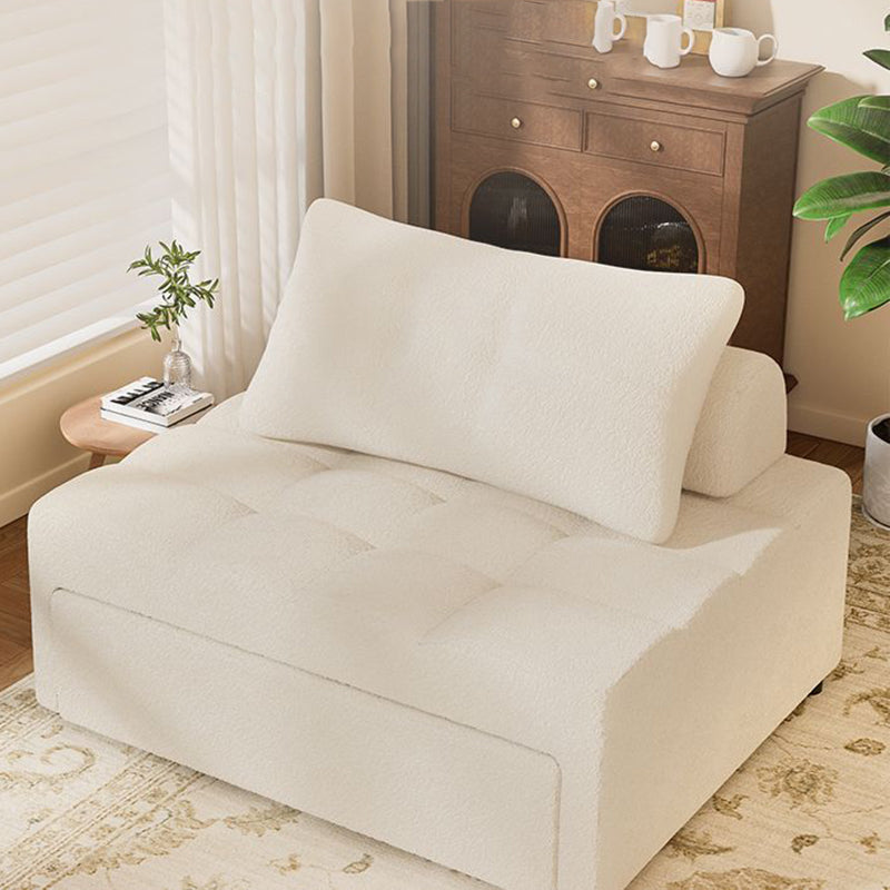 Modern Minimalist Rectangular Lambswool Solid Wood Carbon Steel Accent Chair Backrest Armless For Living Room