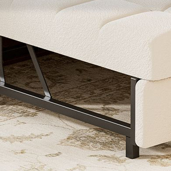 Modern Minimalist Rectangular Sherpa Fabric Plywood Carbon Steel Accent Chair Backrest Armless For Living Room