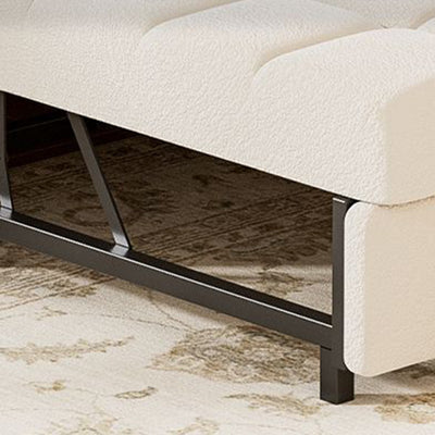 Modern Minimalist Rectangular Lambswool Solid Wood Carbon Steel Accent Chair Backrest Armless For Living Room