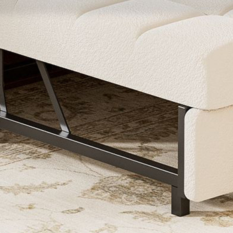 Modern Minimalist Rectangular Lambswool Solid Wood Carbon Steel Accent Chair Backrest Armless For Living Room