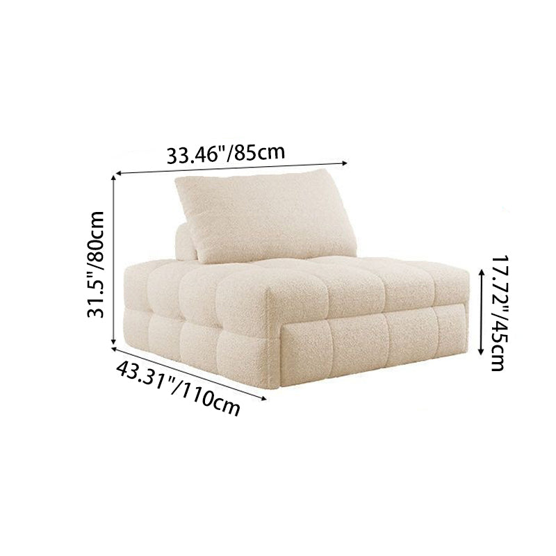 Modern Minimalist Rectangular Lambswool Solid Wood Carbon Steel Accent Chair Backrest Armless For Living Room