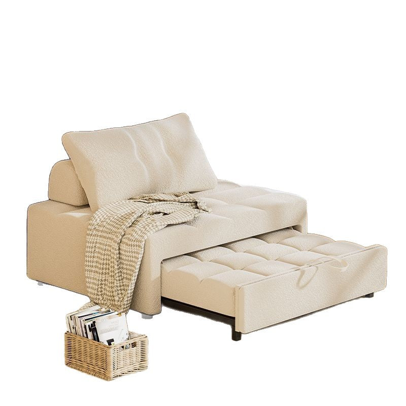 Modern Minimalist Rectangular Sherpa Fabric Plywood Carbon Steel Accent Chair Backrest Armless For Living Room