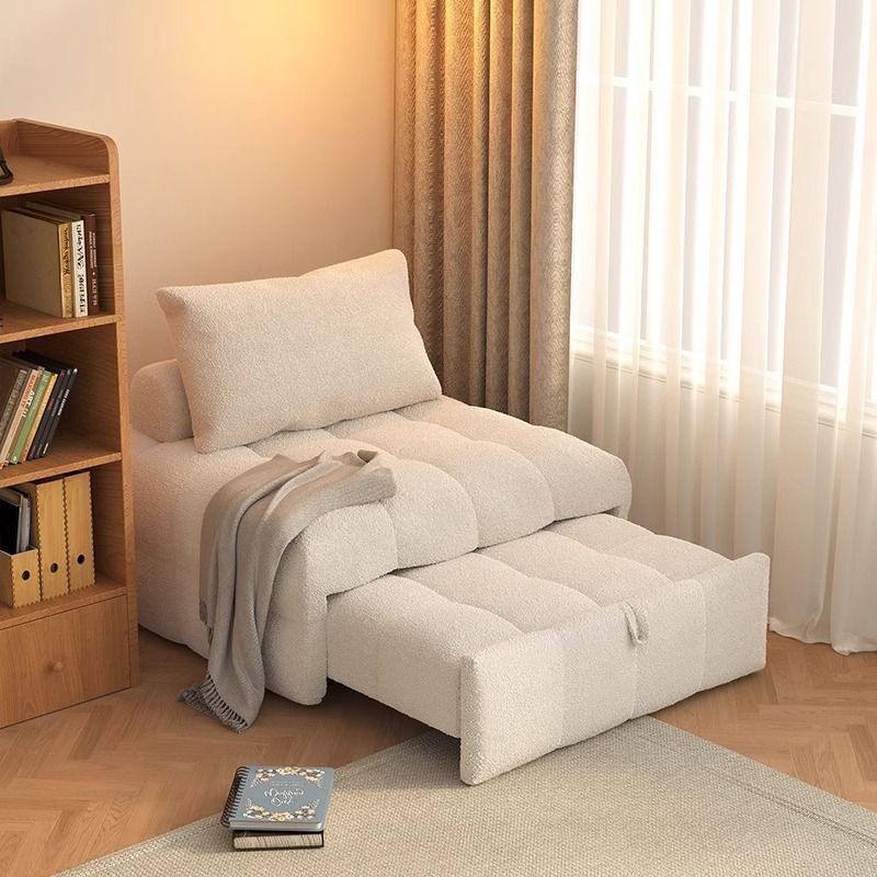 Modern Minimalist Rectangular Sherpa Fabric Plywood Carbon Steel Accent Chair Backrest Armless For Living Room