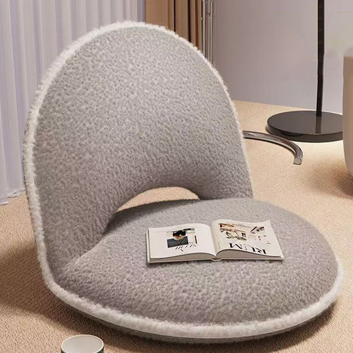 Modern Minimalist Oval Foldable Sherpa Fabric Corduroy Carbon Steel Accent Chair Backrest Armless For Living Room