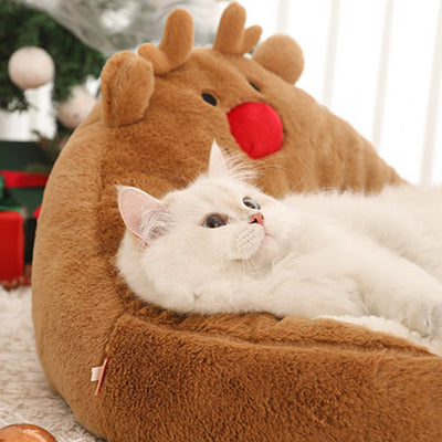 Contemporary Creative Christmas Reindeer-Shaped Cashmere Pet Accent Chair Backrest Armless For Living Room