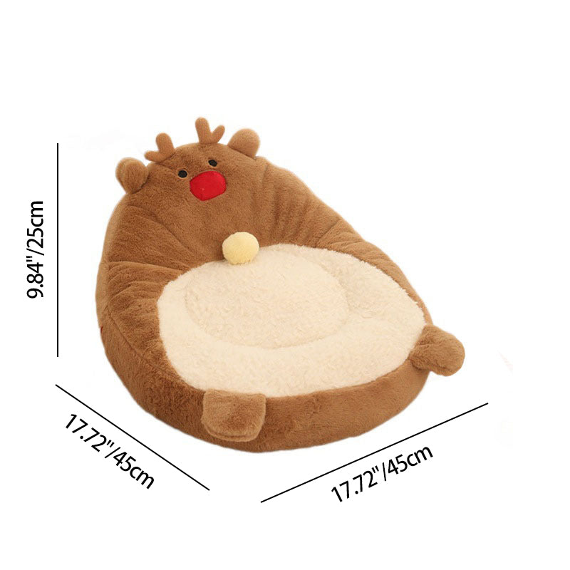 Contemporary Creative Christmas Reindeer-Shaped Cashmere Pet Accent Chair Backrest Armless For Living Room