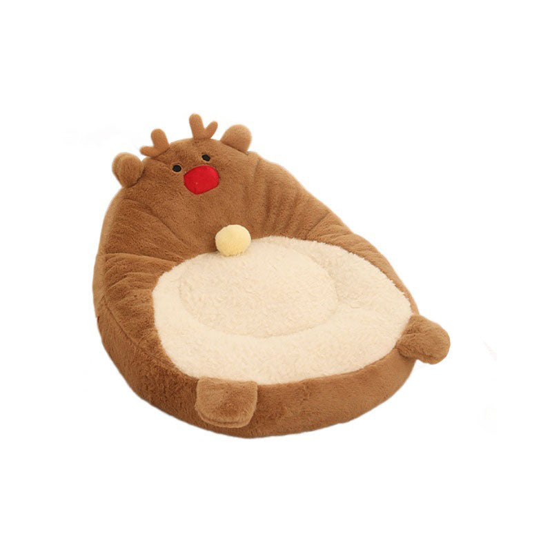 Contemporary Creative Christmas Reindeer-Shaped Cashmere Pet Accent Chair Backrest Armless For Living Room