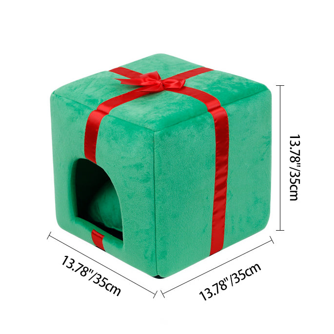 Contemporary Creative Christmas Tree Gift Box Design Crystal Velvet Pet Accent Chair Backrest Armless For Living Room