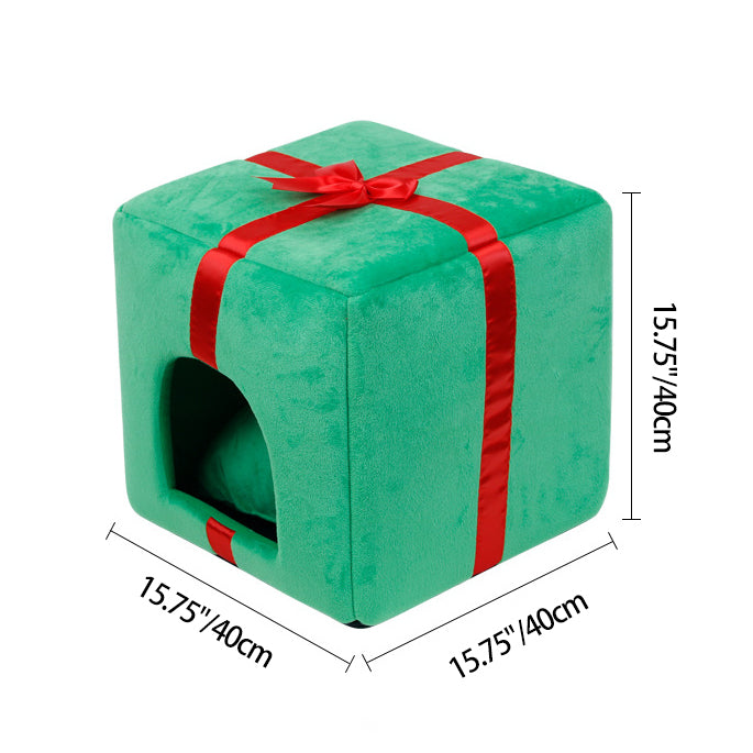 Contemporary Creative Christmas Tree Gift Box Design Crystal Velvet Pet Accent Chair Backrest Armless For Living Room