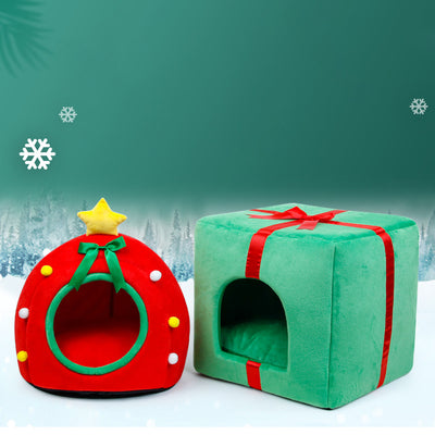 Contemporary Creative Christmas Tree Gift Box Design Crystal Velvet Pet Accent Chair Backrest Armless For Living Room