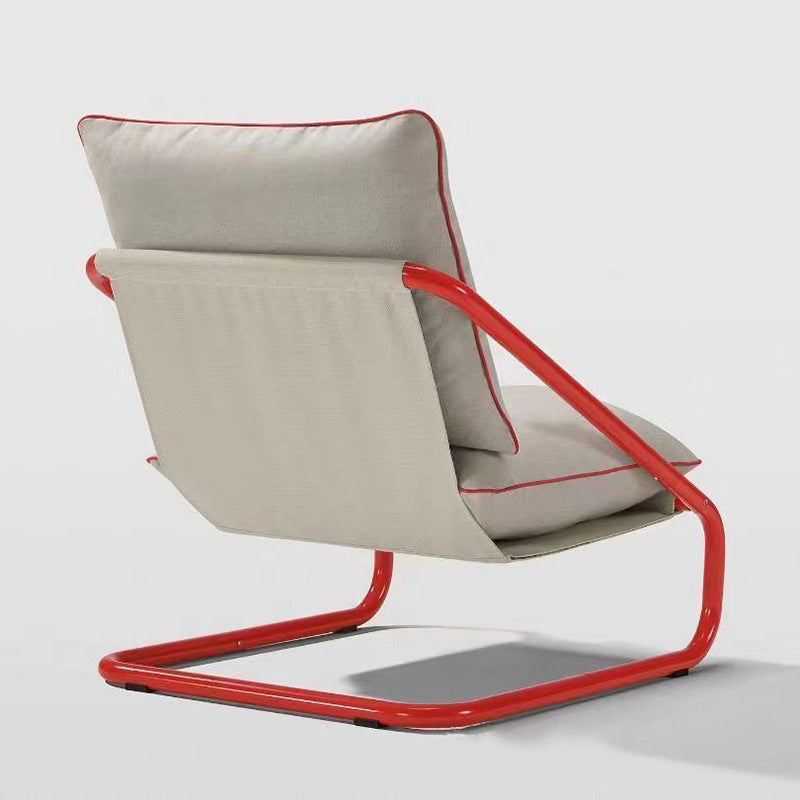 Modern Minimalist Rectangular Canvas Cotton Iron Accent Chair Backrest Armless For Living Room