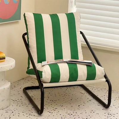 Modern Minimalist Rectangular Canvas Cotton Iron Accent Chair Backrest Armless For Living Room
