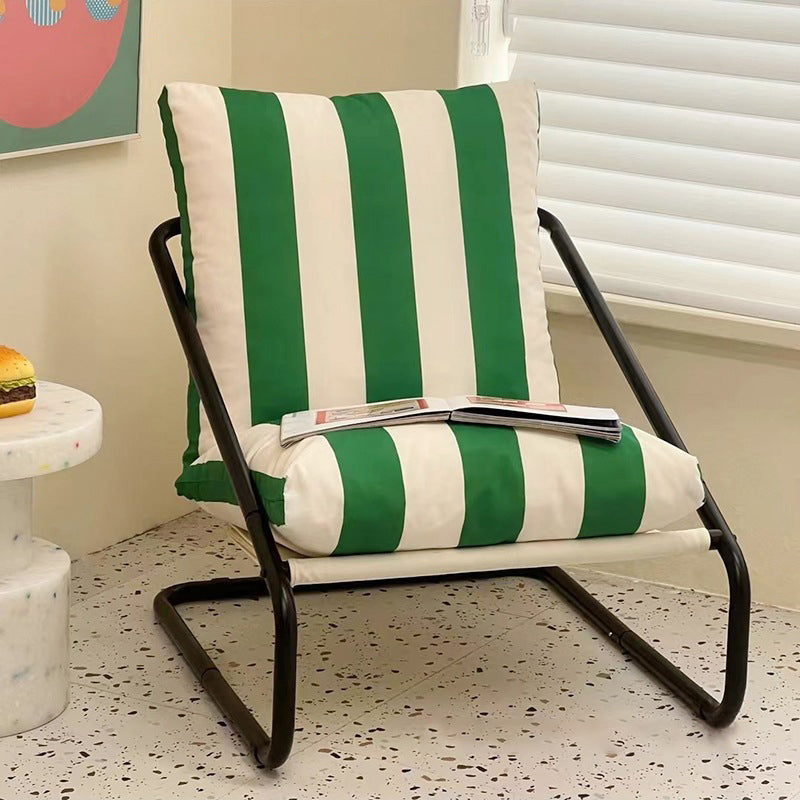 Modern Minimalist Rectangular Canvas Cotton Iron Accent Chair Backrest Armless For Living Room