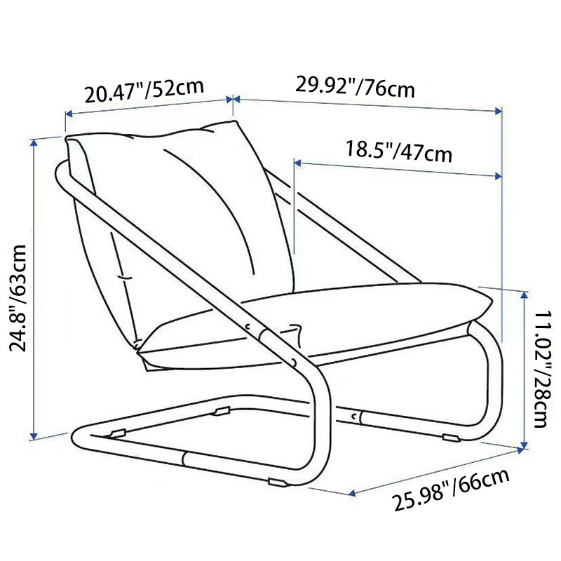 Modern Minimalist Curved Metal PP Cotton Fabric Accent Chair Backrest Armrest For Living Room