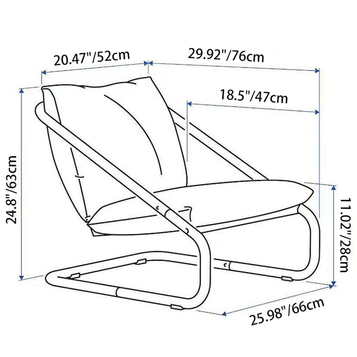 Modern Minimalist Curved Metal PP Cotton Fabric Accent Chair Backrest Armrest For Living Room