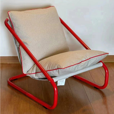 Modern Minimalist Rectangular Canvas Cotton Iron Accent Chair Backrest Armless For Living Room