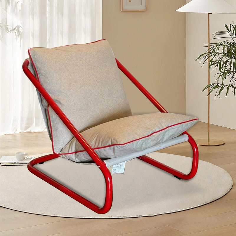 Modern Minimalist Rectangular Canvas Cotton Iron Accent Chair Backrest Armless For Living Room