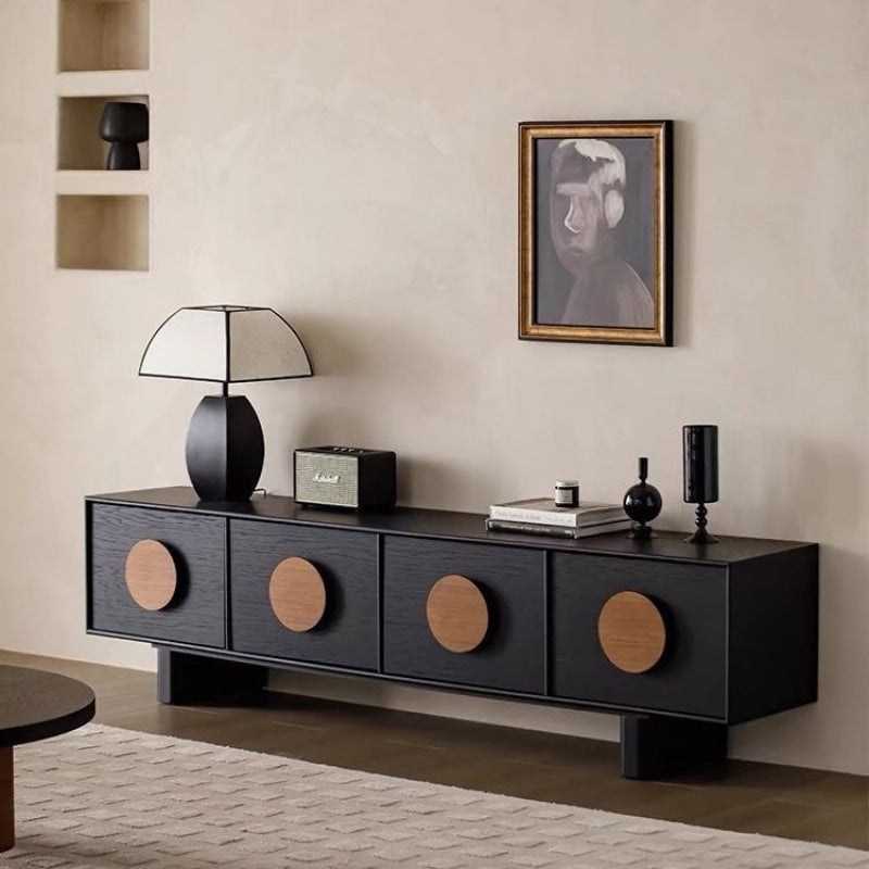 Modern Minimalist Rectangular Solid Wood TV Stand 2-Drawer For Living Room