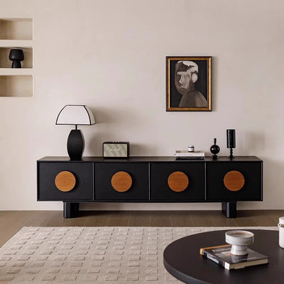 Modern Minimalist Rectangular Solid Wood TV Stand 2-Drawer For Living Room