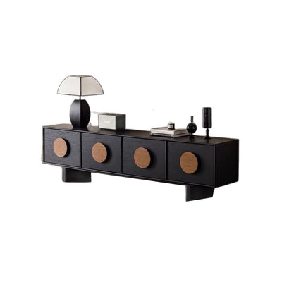Modern Minimalist Rectangular Solid Wood TV Stand 2-Drawer For Living Room