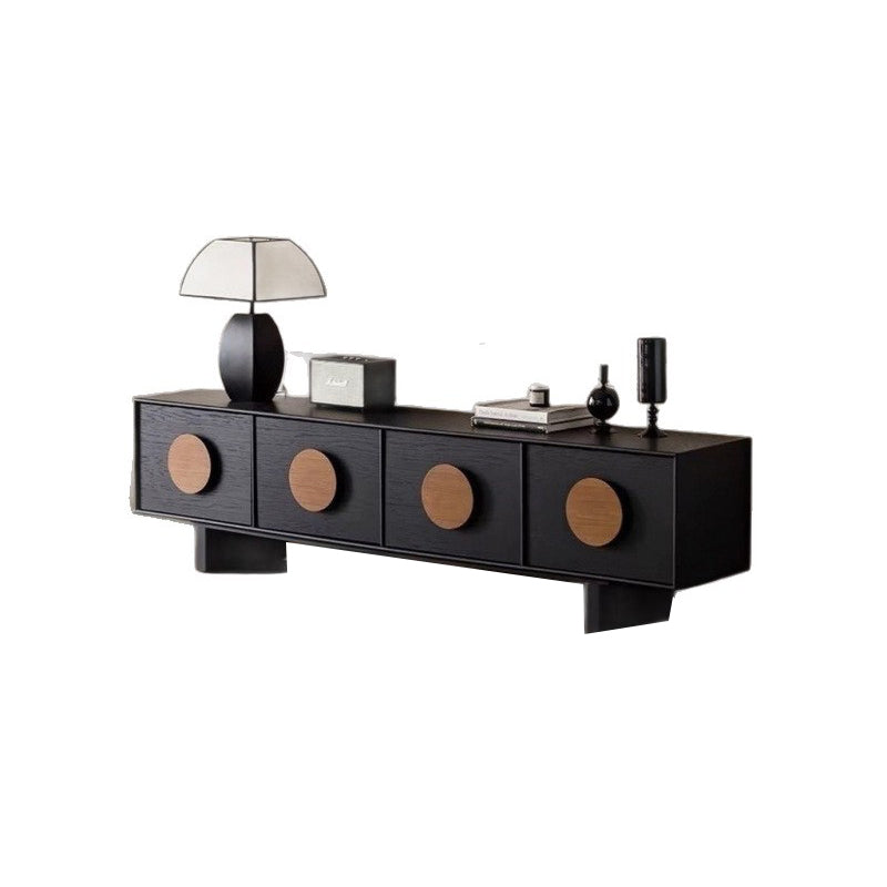 Modern Minimalist Rectangular Solid Wood TV Stand 2-Drawer For Living Room