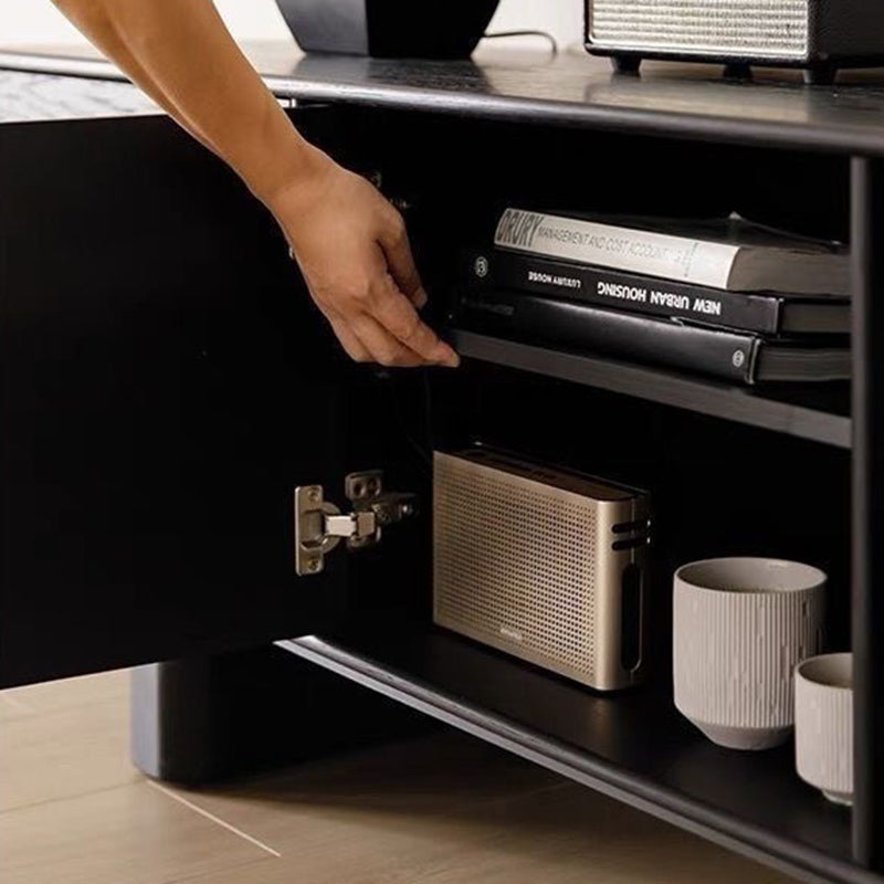 Modern Minimalist Rectangular Solid Wood TV Stand 2-Drawer For Living Room
