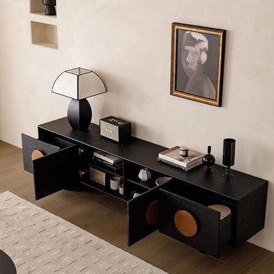 Modern Minimalist Rectangular Solid Wood TV Stand 2-Drawer For Living Room
