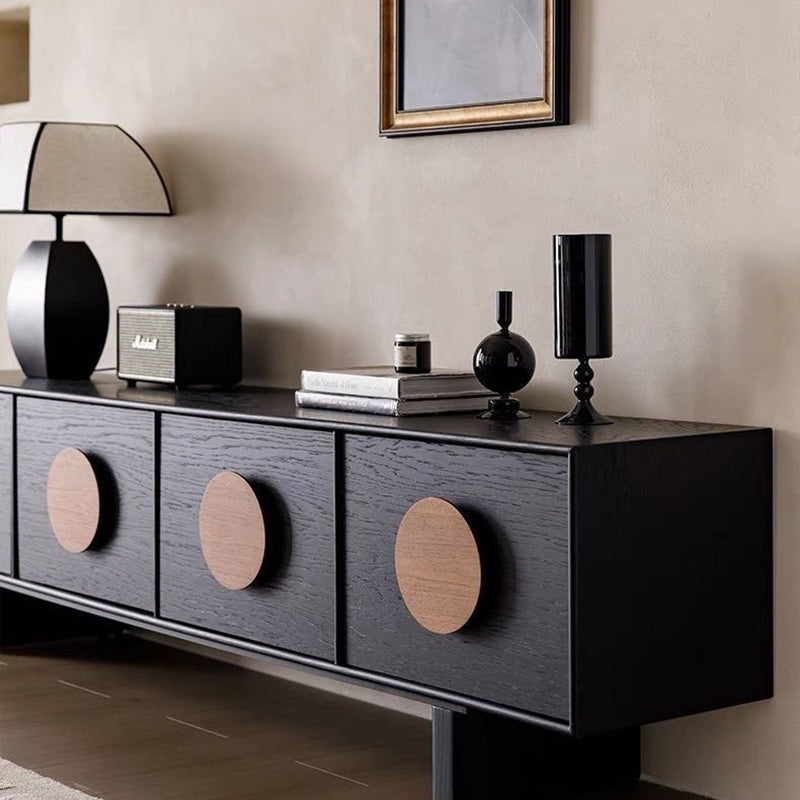 Modern Minimalist Rectangular Solid Wood TV Stand 2-Drawer For Living Room