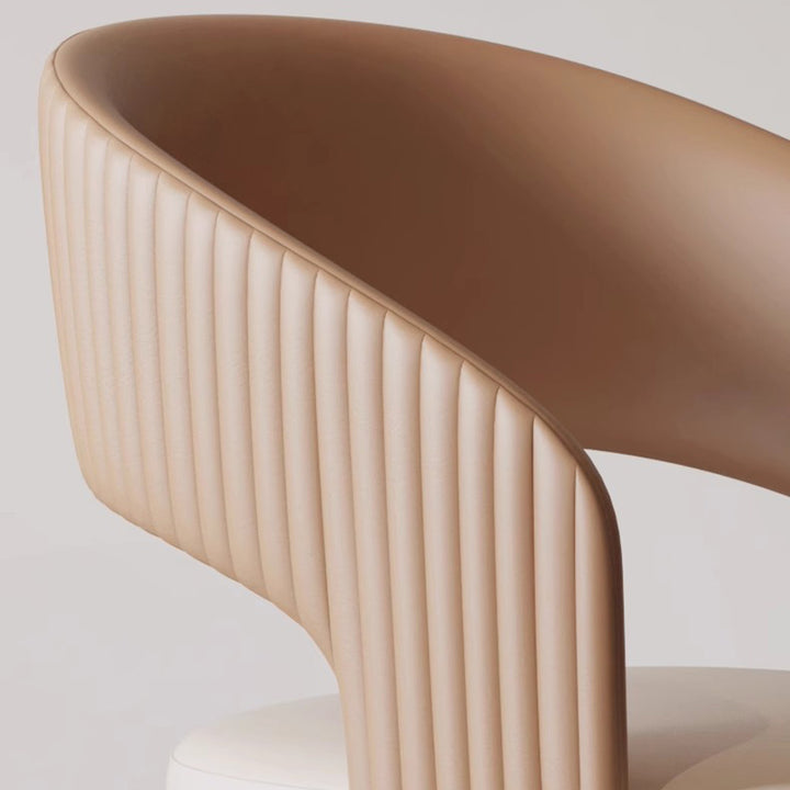 Chaise de salle à manger moderne minimaliste incurvée en cuir PU, bois massif, contreplaqué et fer, sans accoudoirs, avec dossier, pour salle à manger 
