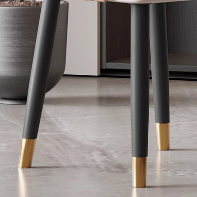 Modern Minimalist Curved PU Leather Solid Wood Plywood Iron Dining Chair Backrest Armless For Dining Room