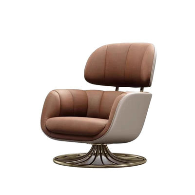 Contemporary Nordic Curved Rectangular Microfiber Leather Steel Accent Chair Backrest Armrest For Living Room