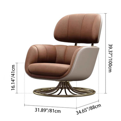 Contemporary Nordic Curved Rectangular Microfiber Leather Steel Accent Chair Backrest Armrest For Living Room
